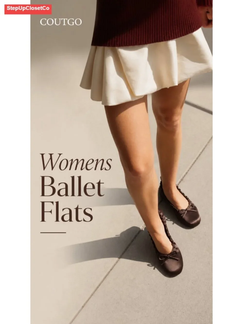 Ballet Flats with Bow - Slip On Comfort Dress Shoes for Work